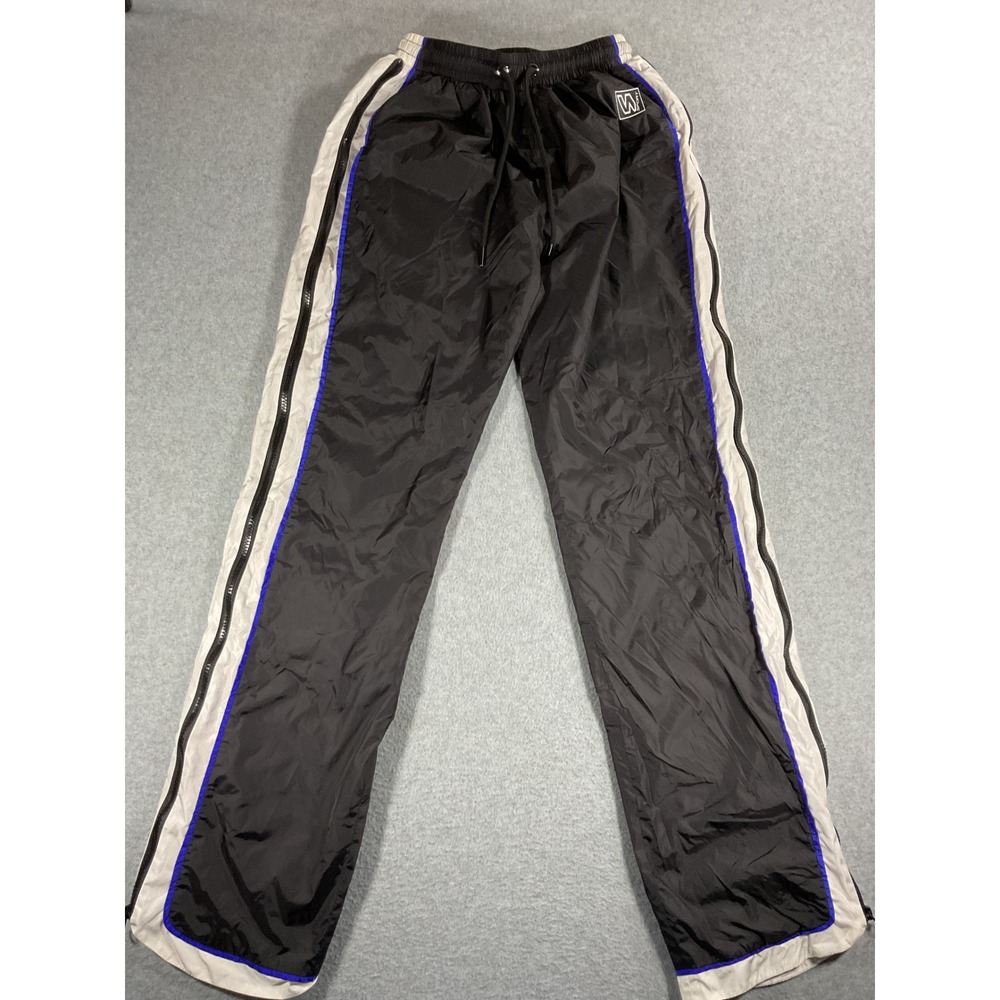 Waydamin Sport Mens Nylon Track Pants Blue Side Zip Joggers Small 1481